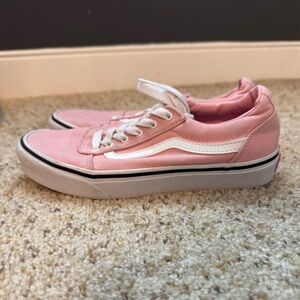 Vans Shoes Youth Girls 4.5 Off The Wall Old Skool Skate Sneakers Pink Fabric New